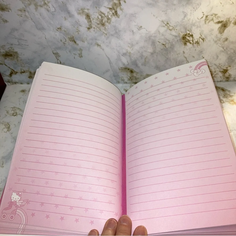 Hello Kitty Journal Gold Foil Bows Pink Hardcover Planner Notebook Stationery